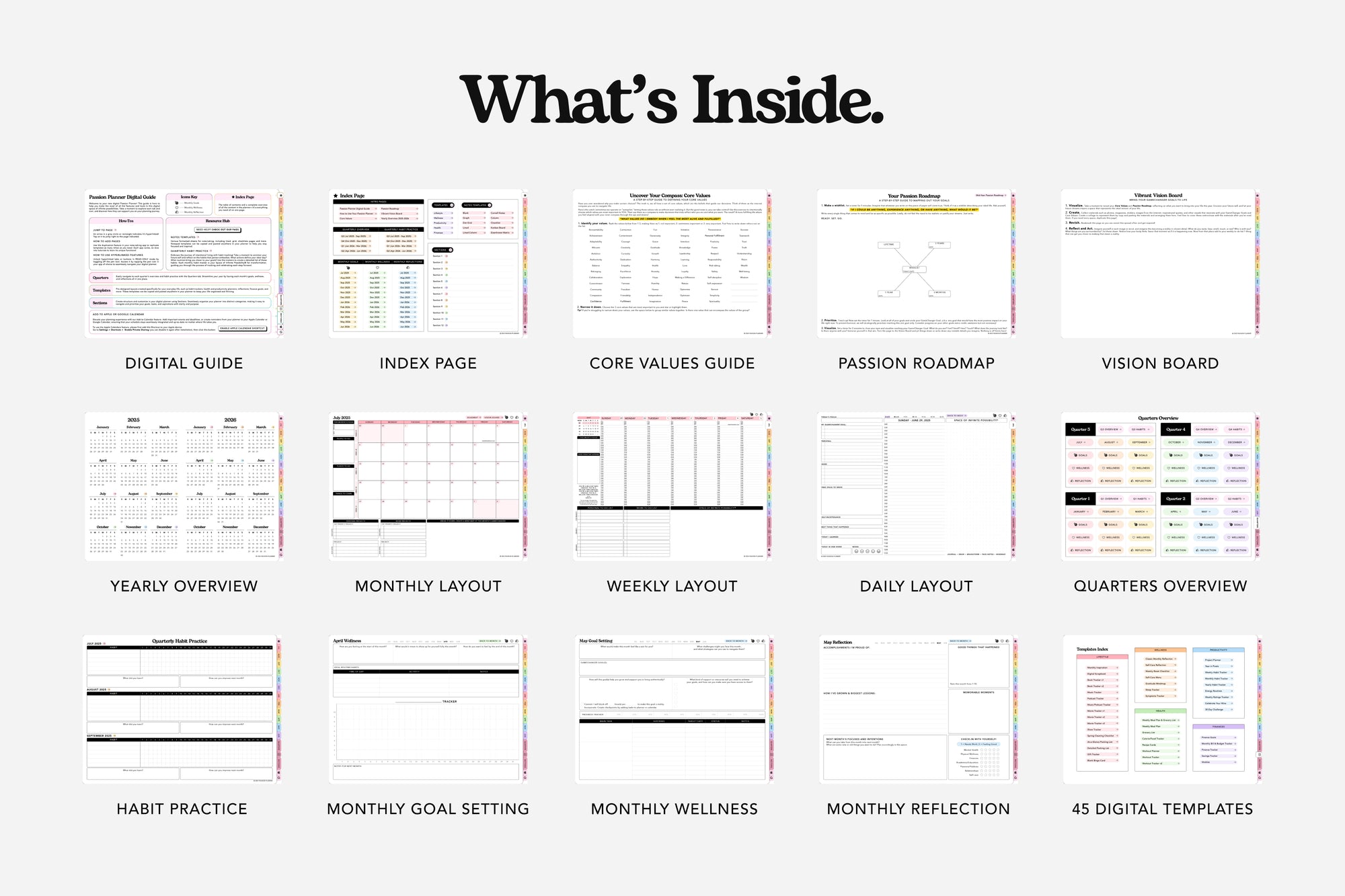 2025-2026 mid-year digital planner what's inside
