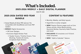 2025-2026 weekly and daily digital planner what's included