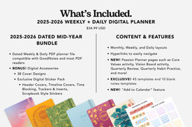 2025-2026 weekly and daily digital planner what's included