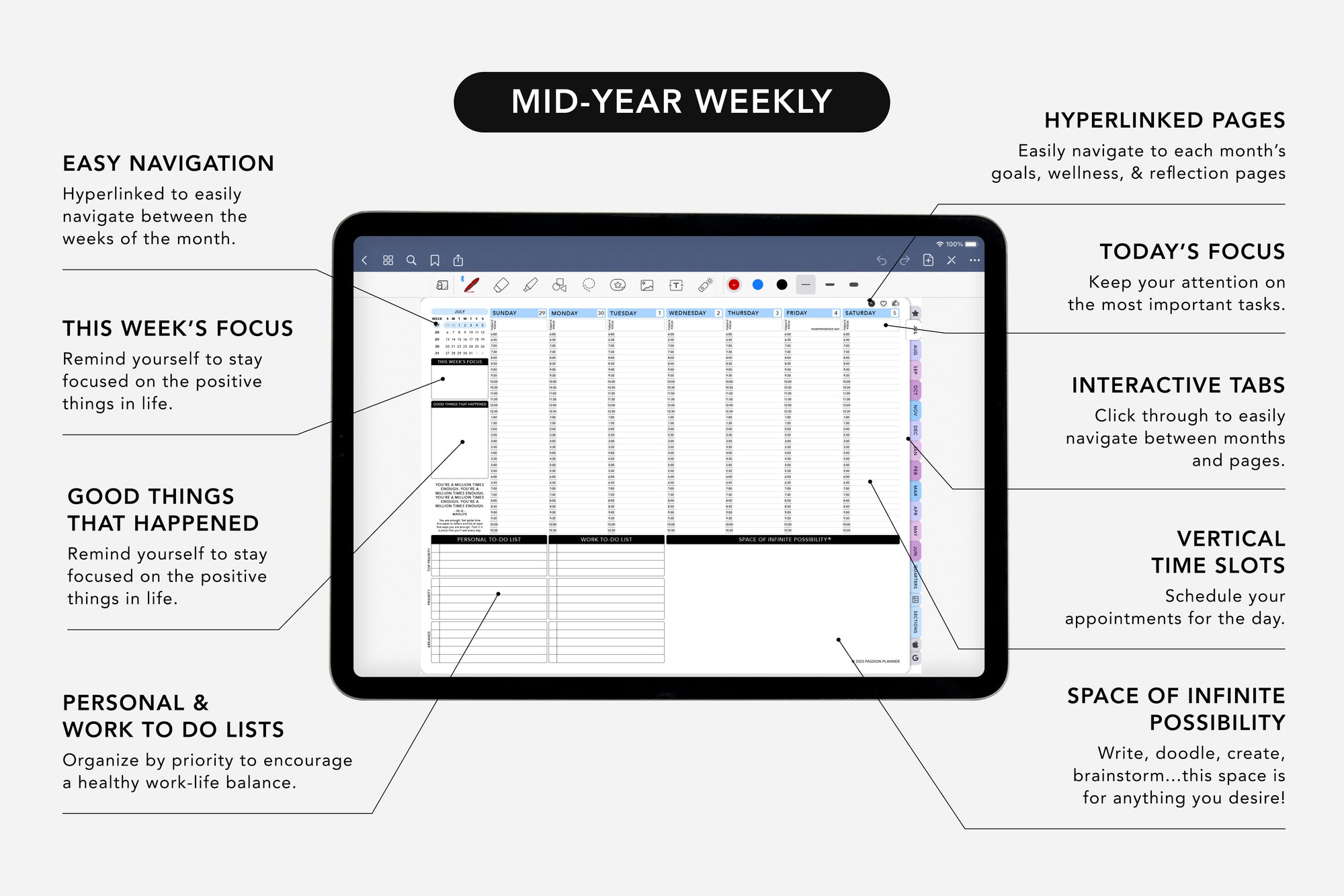 mid-year digital weekly planner