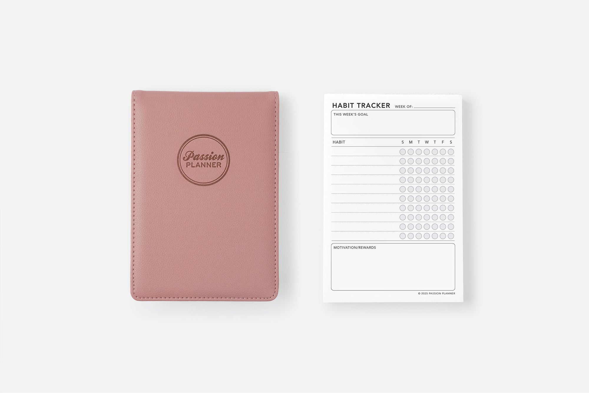 dusty rose notepad cover and habit tracker insert set