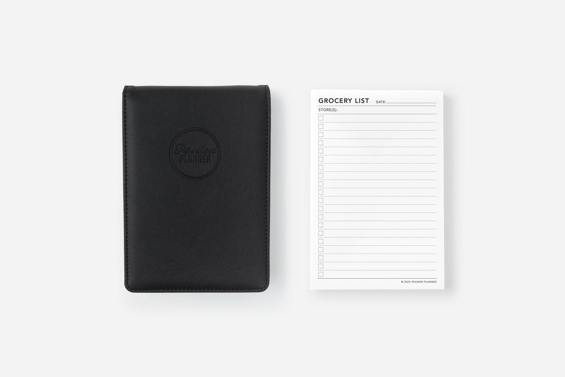 elite black cover and grocery list notepad set
