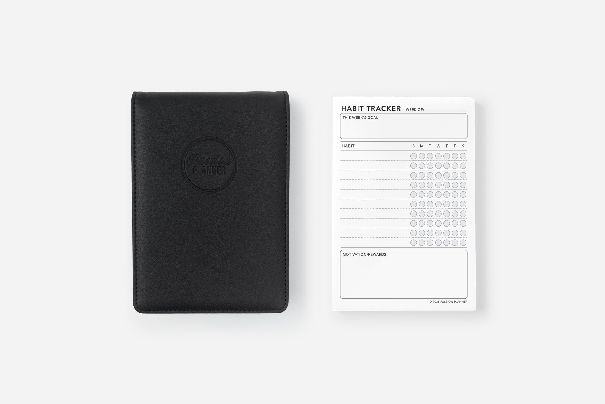 elite black notepad cover and habit tracker insert set