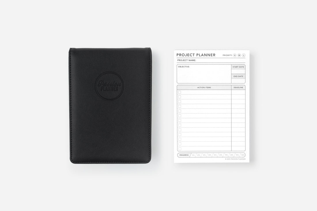 elite black project planner notepad 