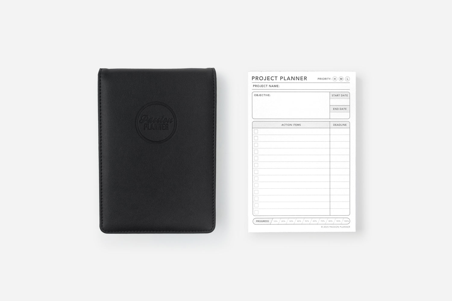 elite black project planner notepad 