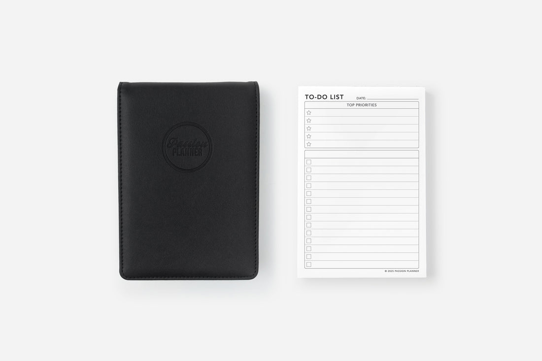 elite black notepad cover and to-do list insert set
