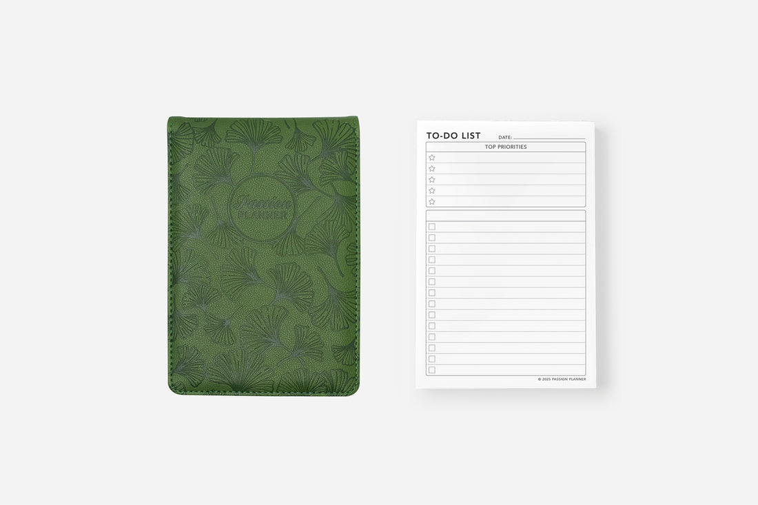 ginkgo green notepad cover and to-do list insert set