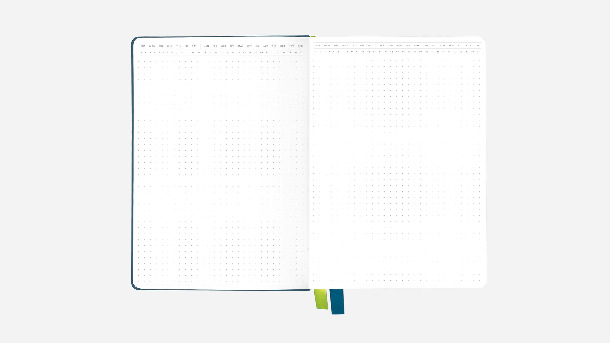 ocean teal bullet journal open