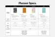Passion Planner specs chart