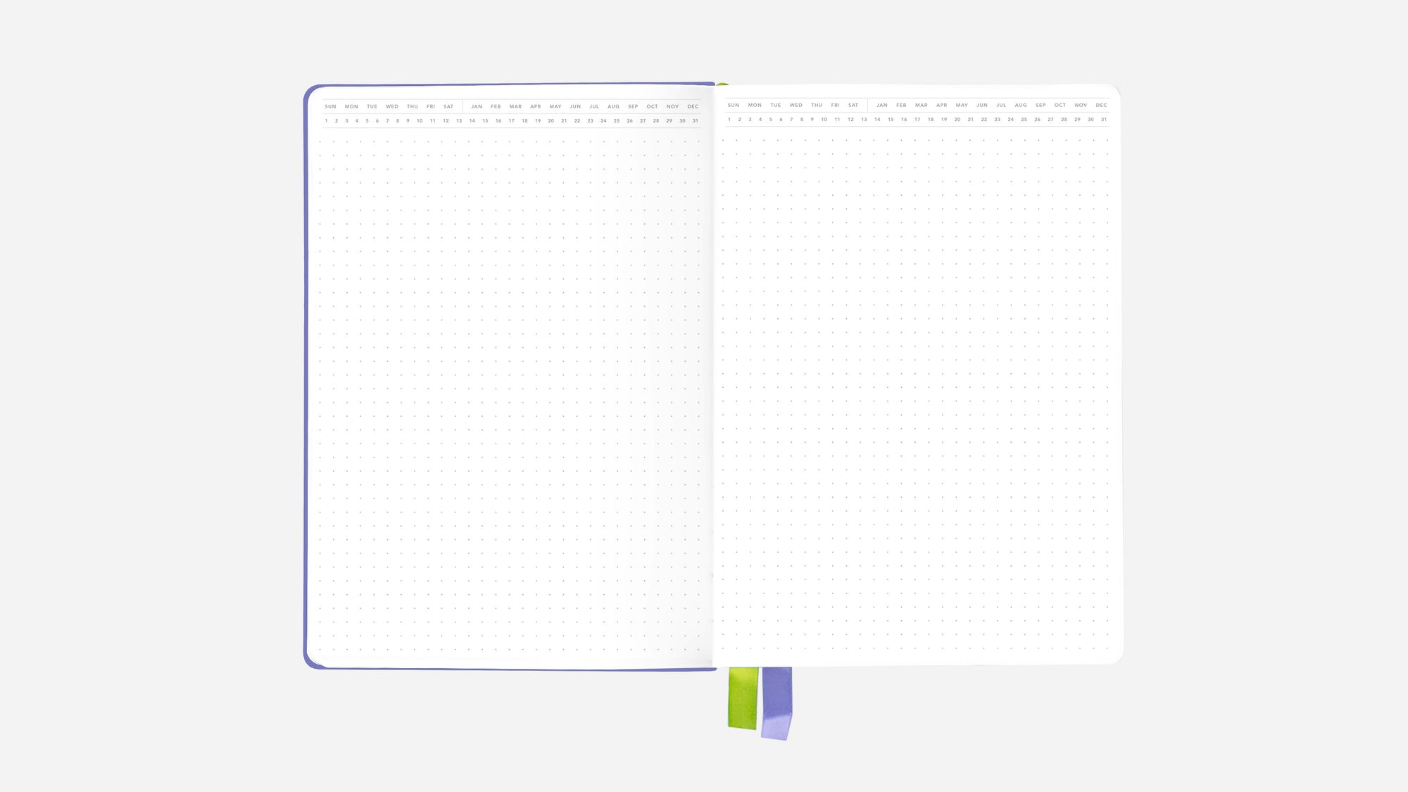 dreamy periwinkle bullet journal open