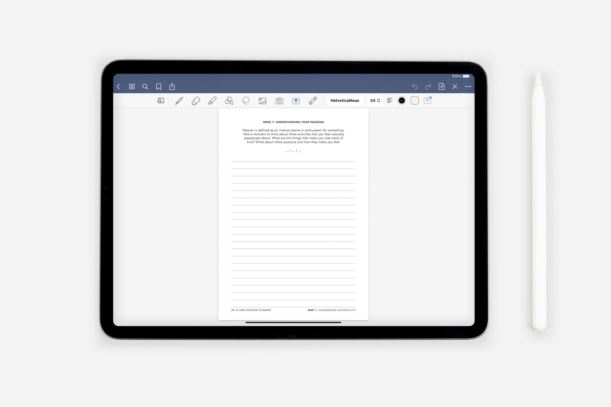 blank finding your passions page