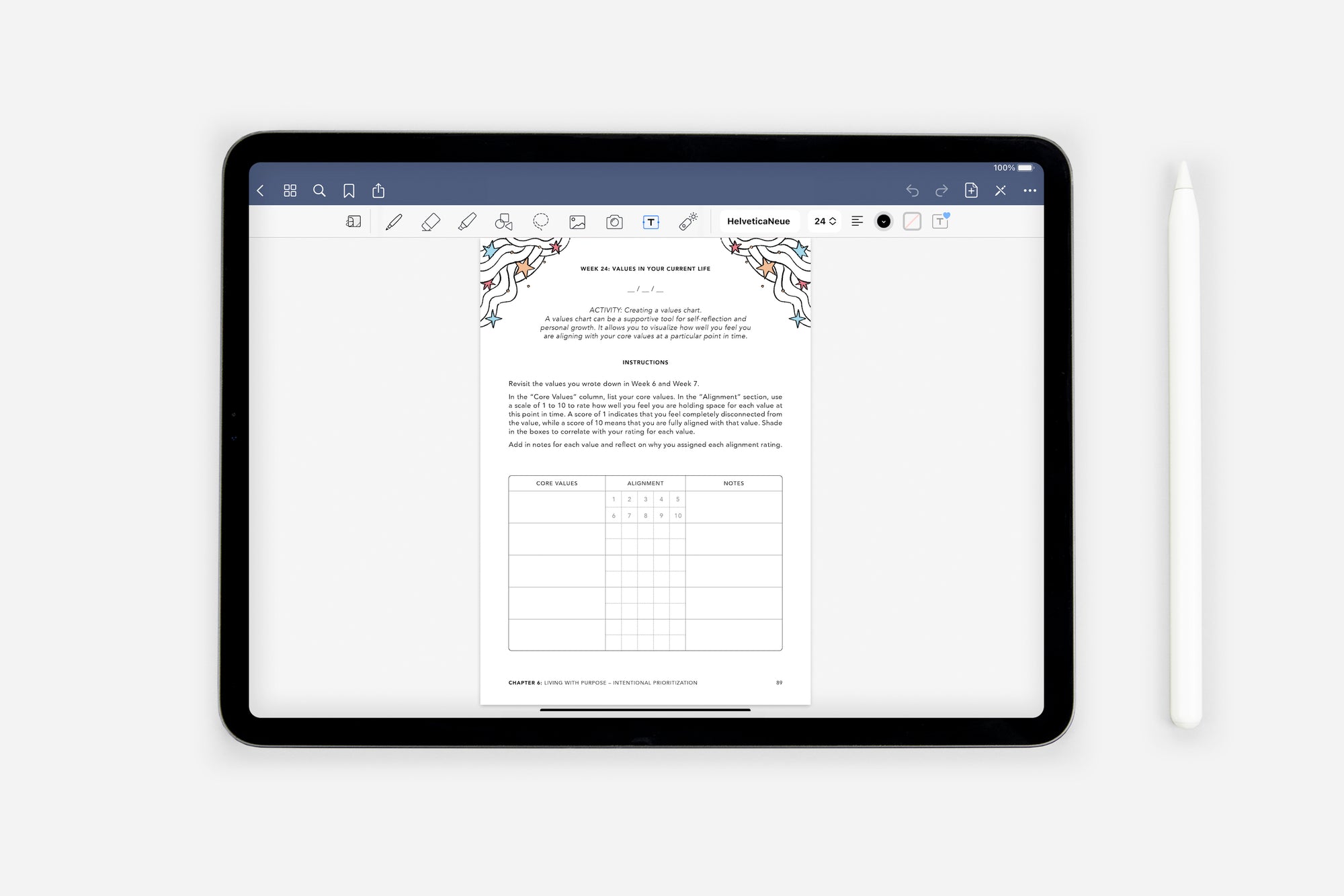 values journal activity