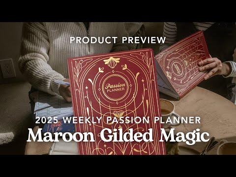 Maroon Gilded Magic 2025 planner flip through video