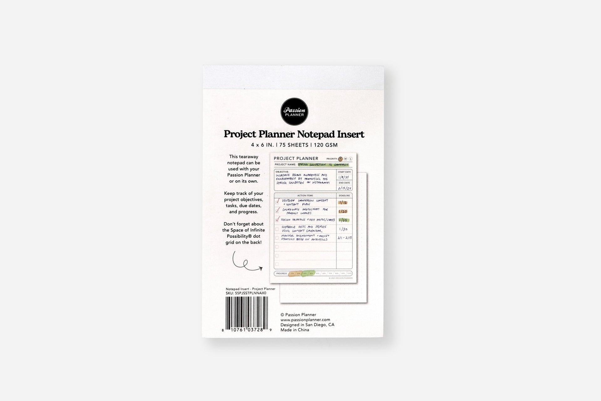 Notepad Insert | Project Planner | Passion Planner