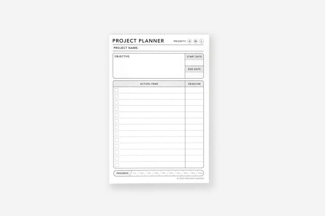 project planner notepad insert
