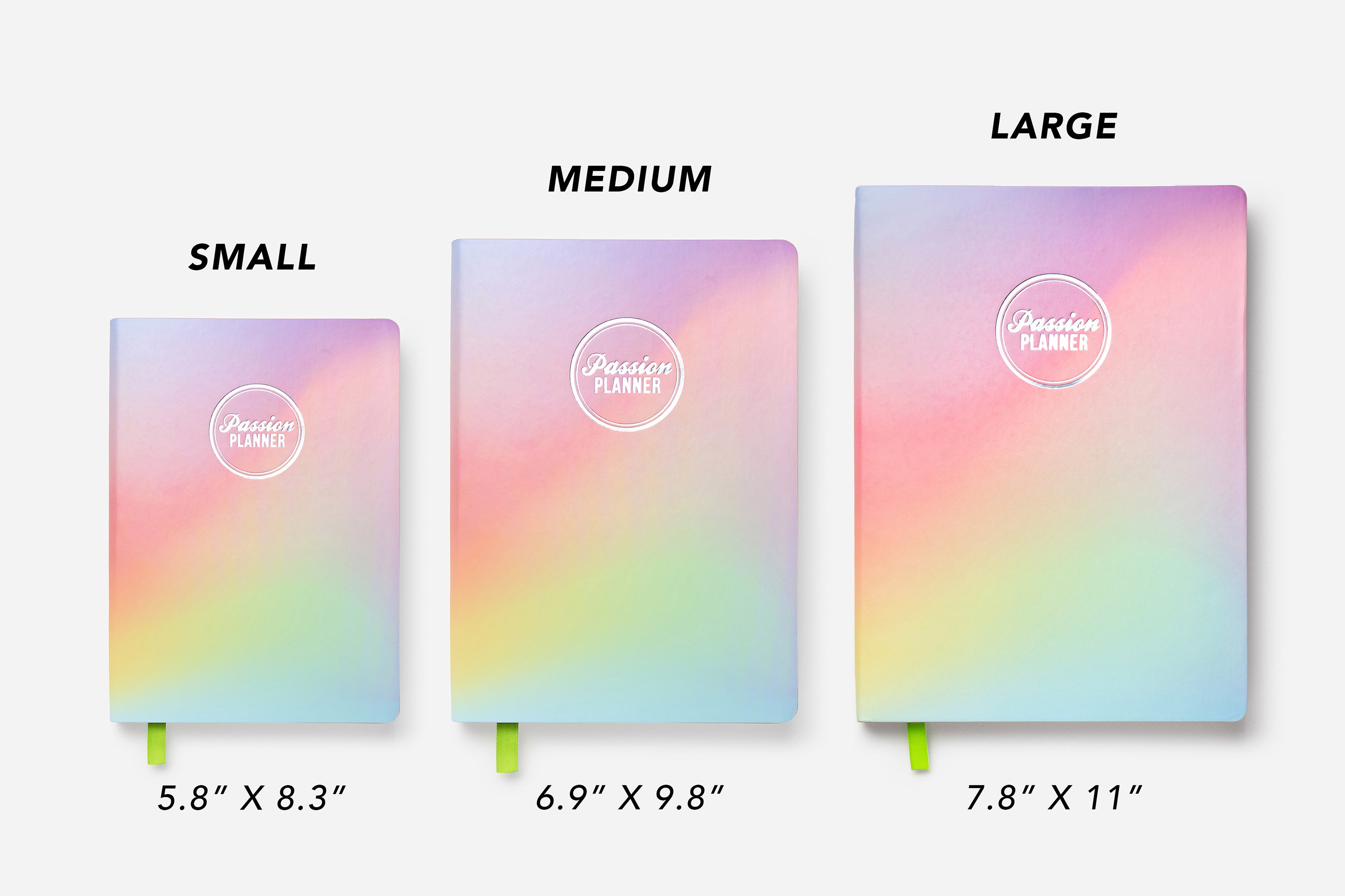 rainbow prisma undated weekly planner size comparison
