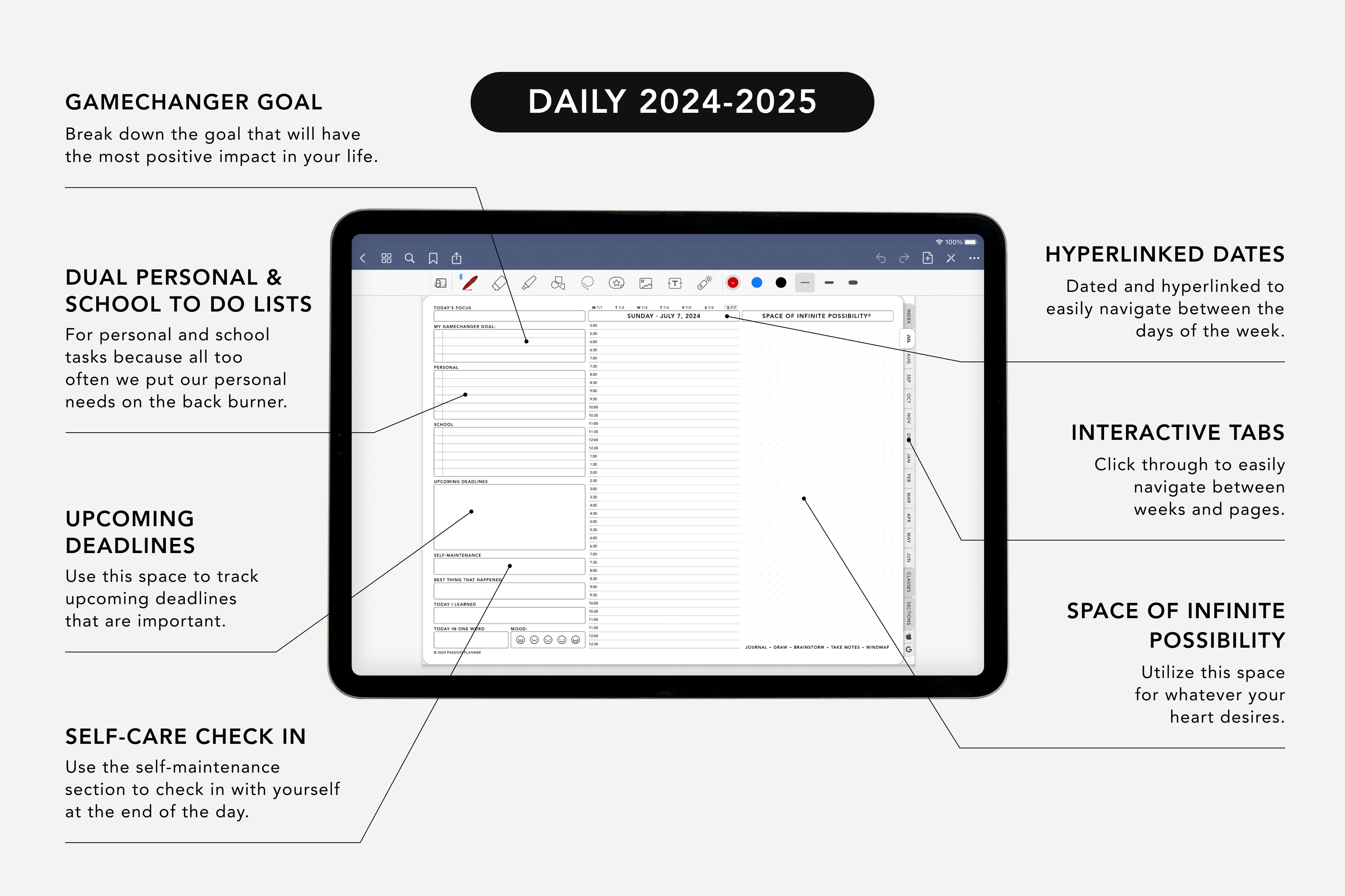 Digital Student Planner - 2024-2025 Weekly & Daily - Academic Bundle