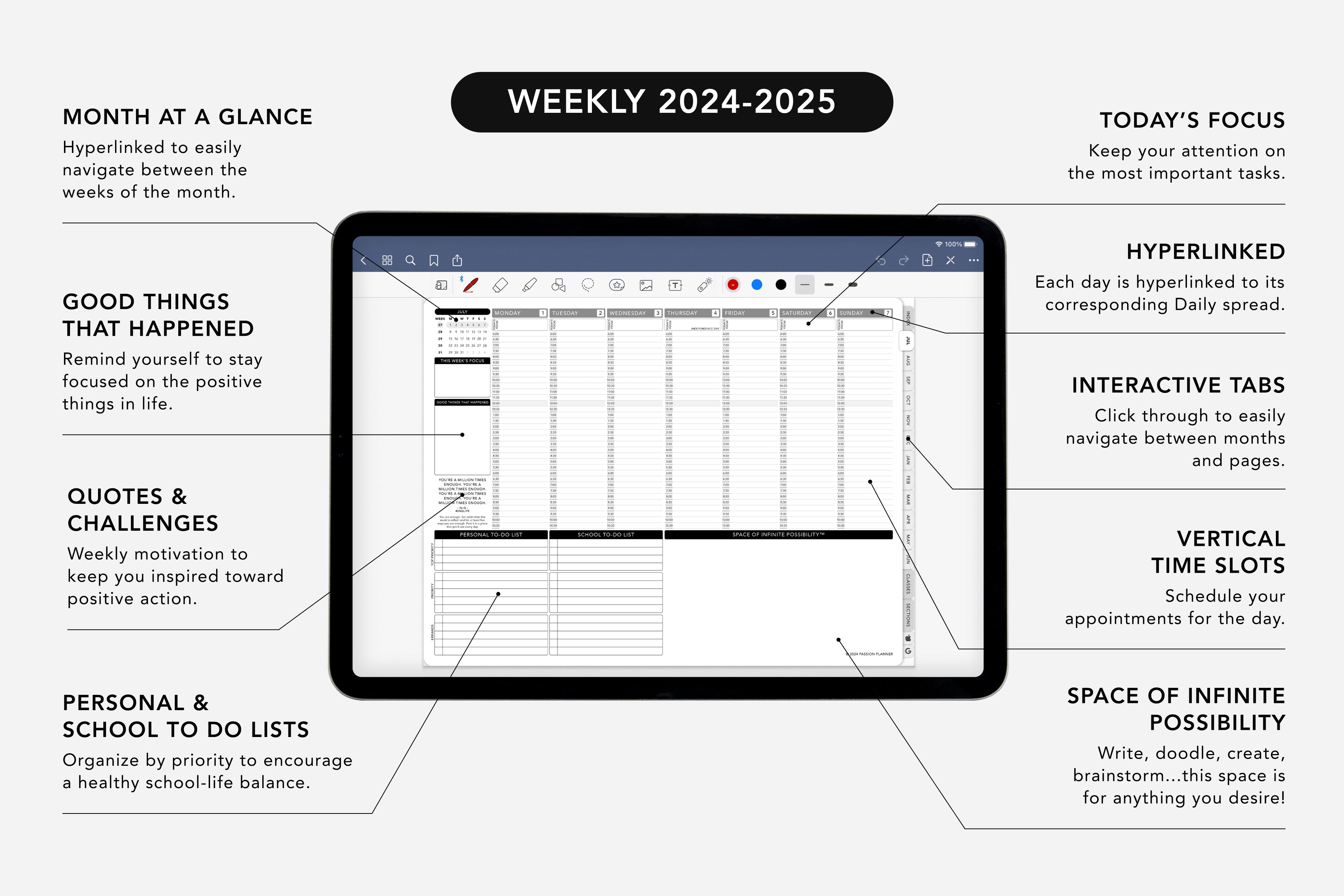 Digital Student Planner - 2024-2025 Weekly & Daily - Academic Bundle
