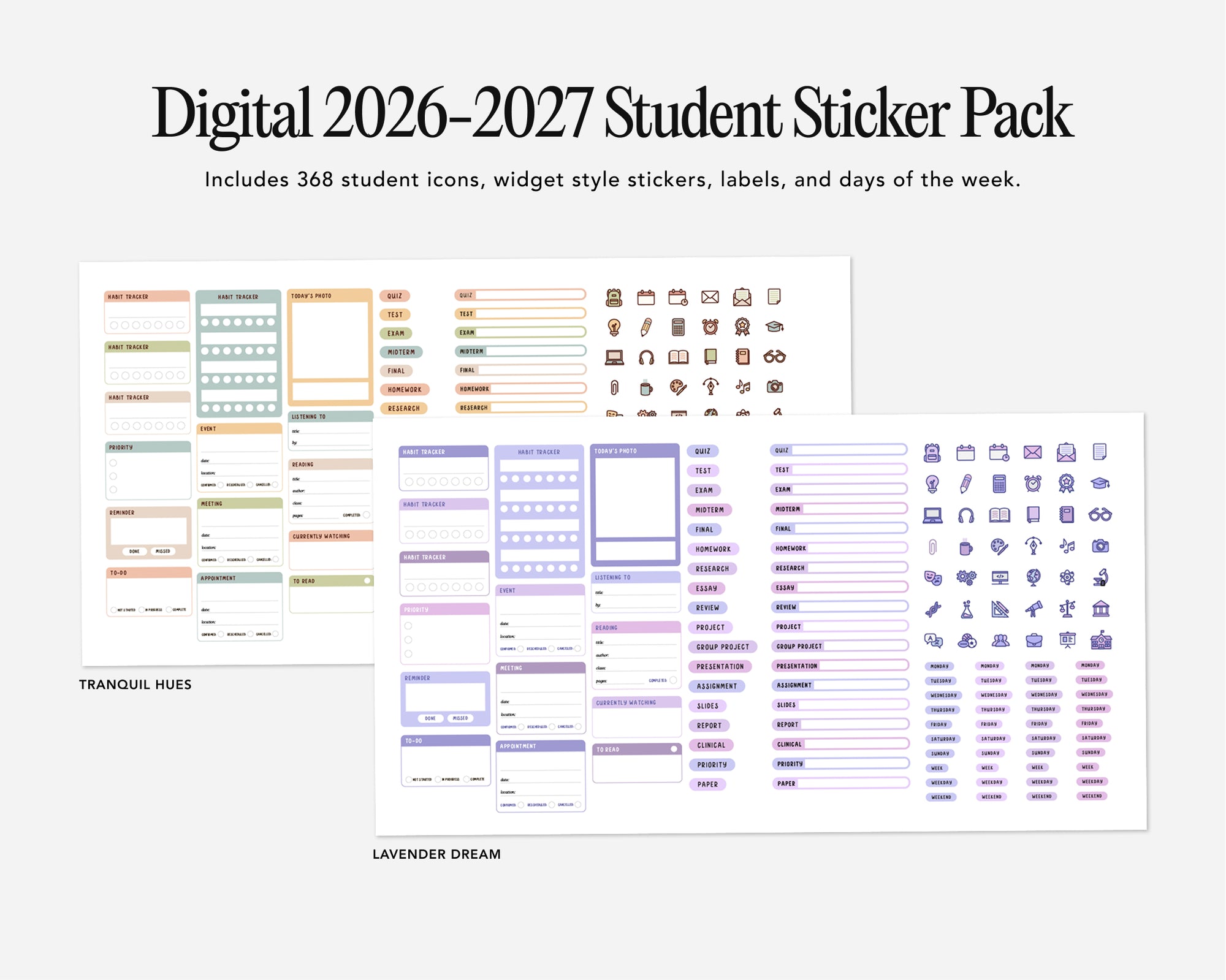 Digital Student Planner - 2026-2027 Weekly & Daily - Elite Black Bundle