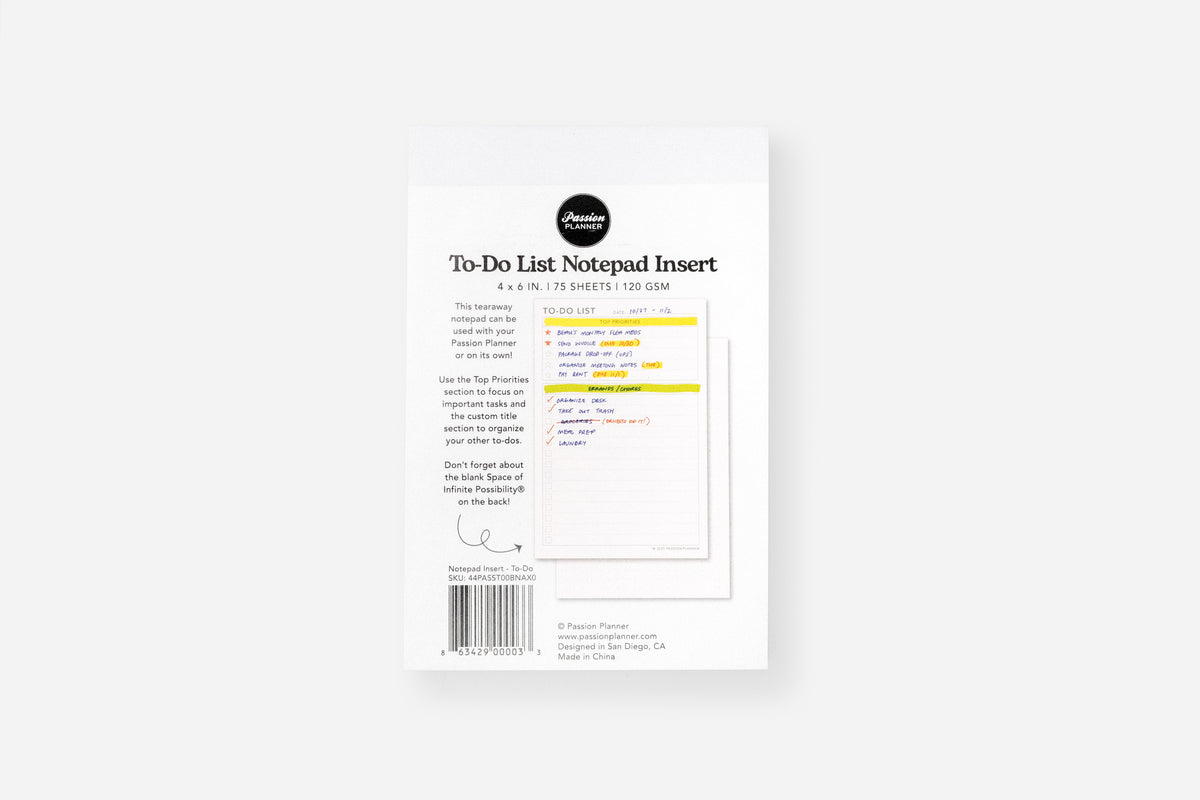 Notepad Insert | To-Do List | Passion Planner