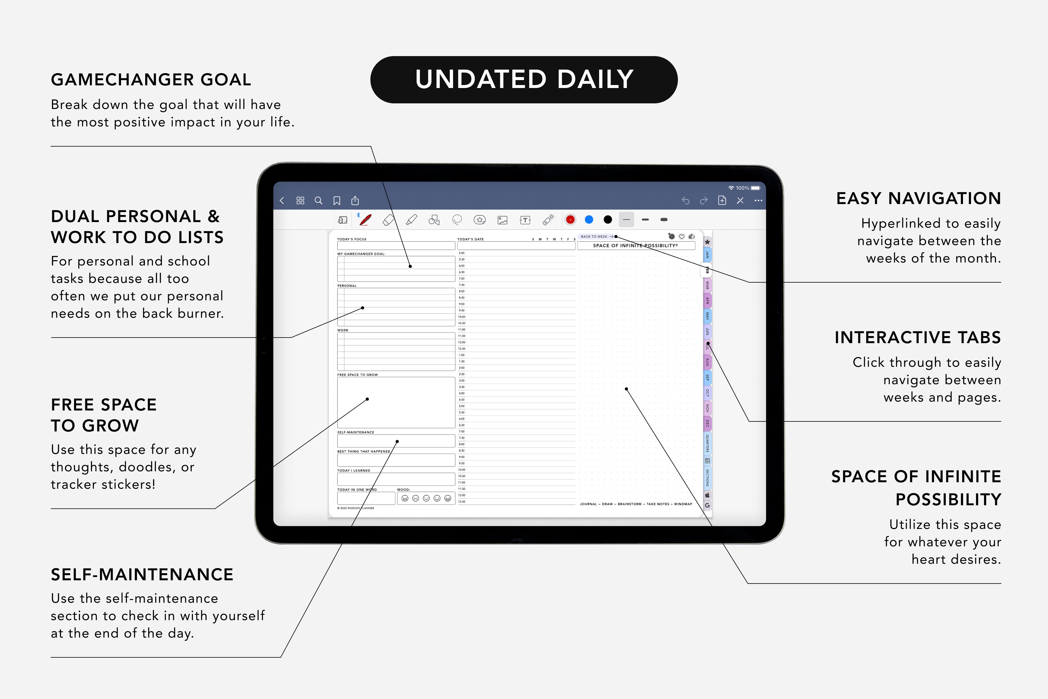 Undated daily planner layout