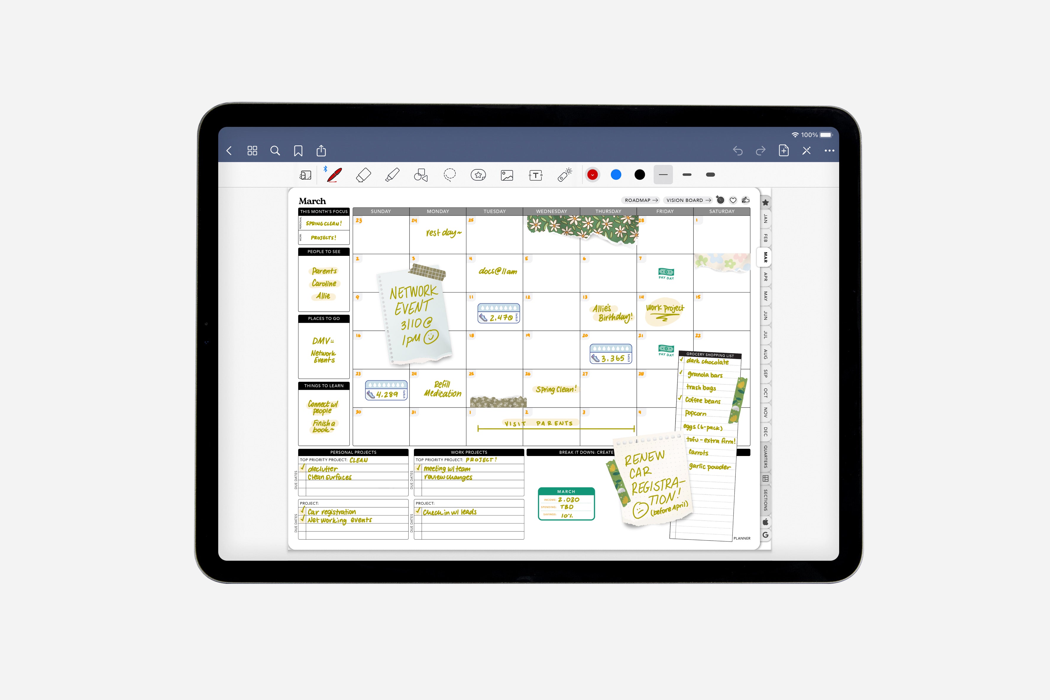 monthly digital planner layout