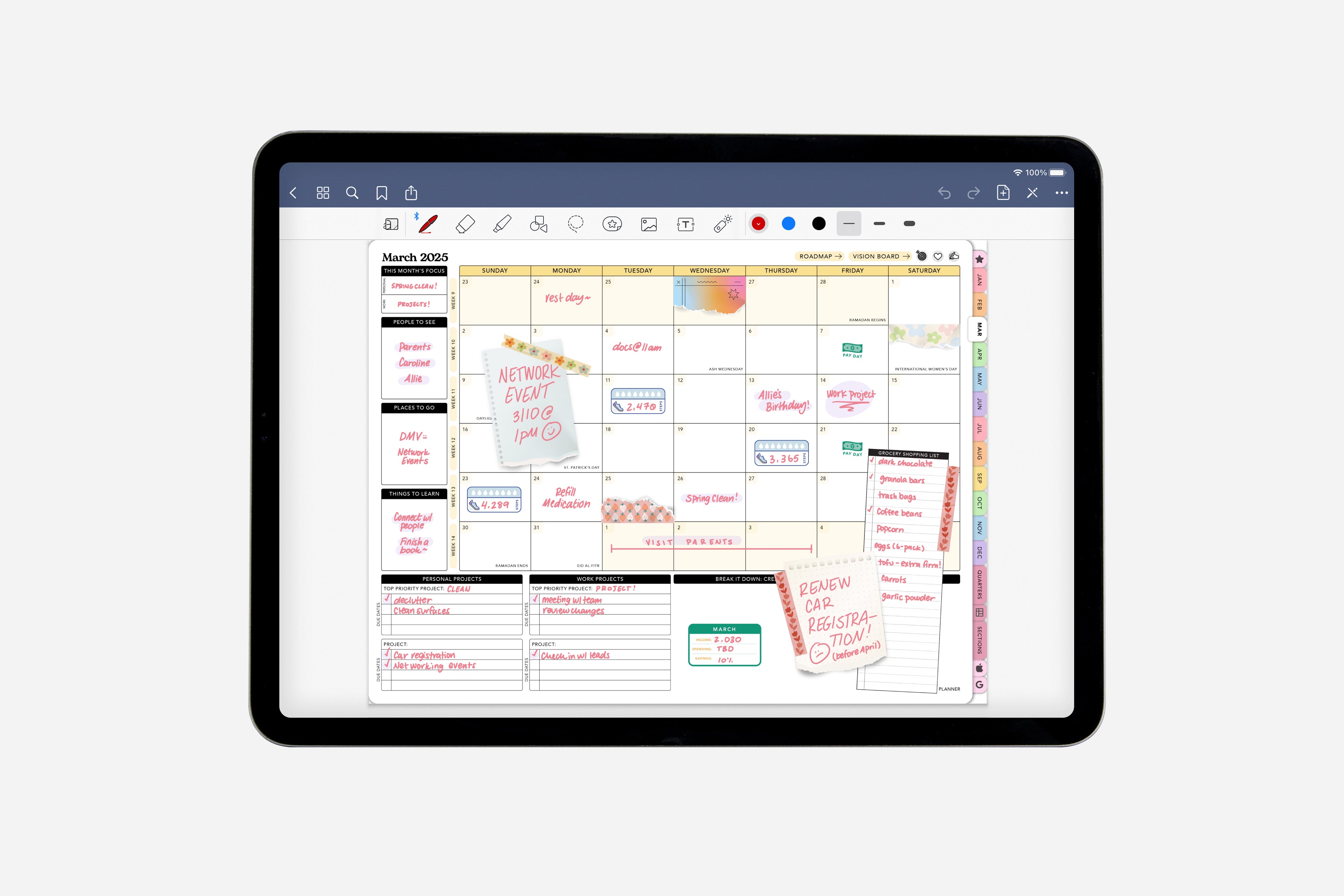 monthly digital planner layout