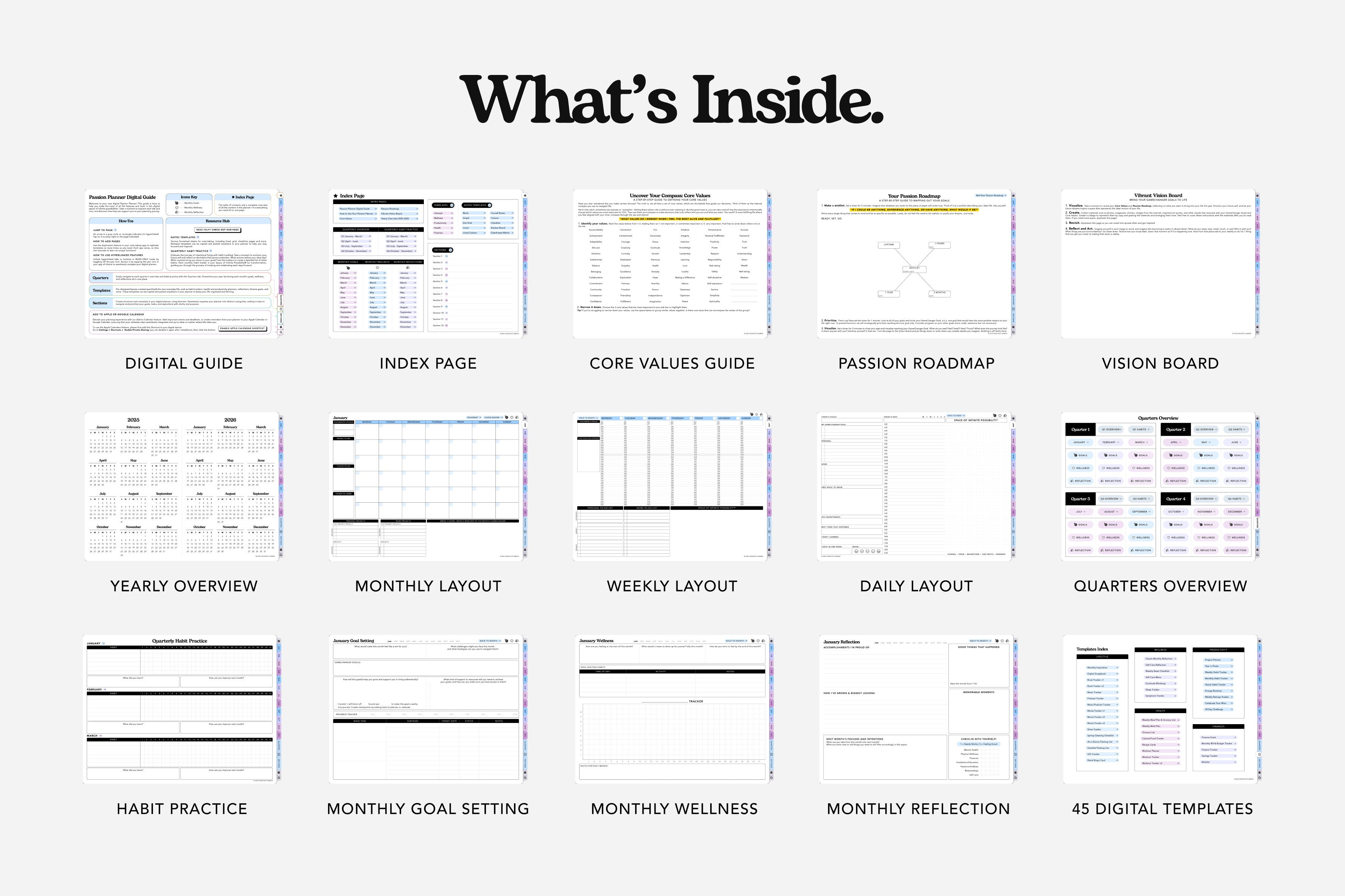 what's inside the digital planner