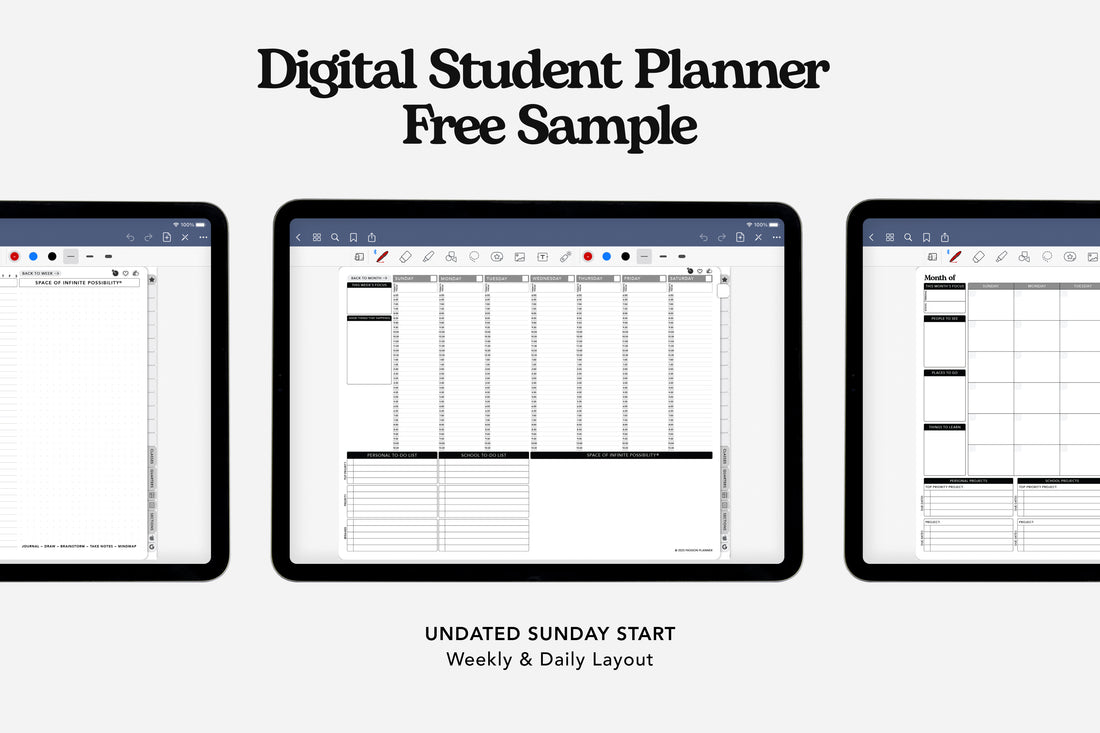 free digital student planner sample