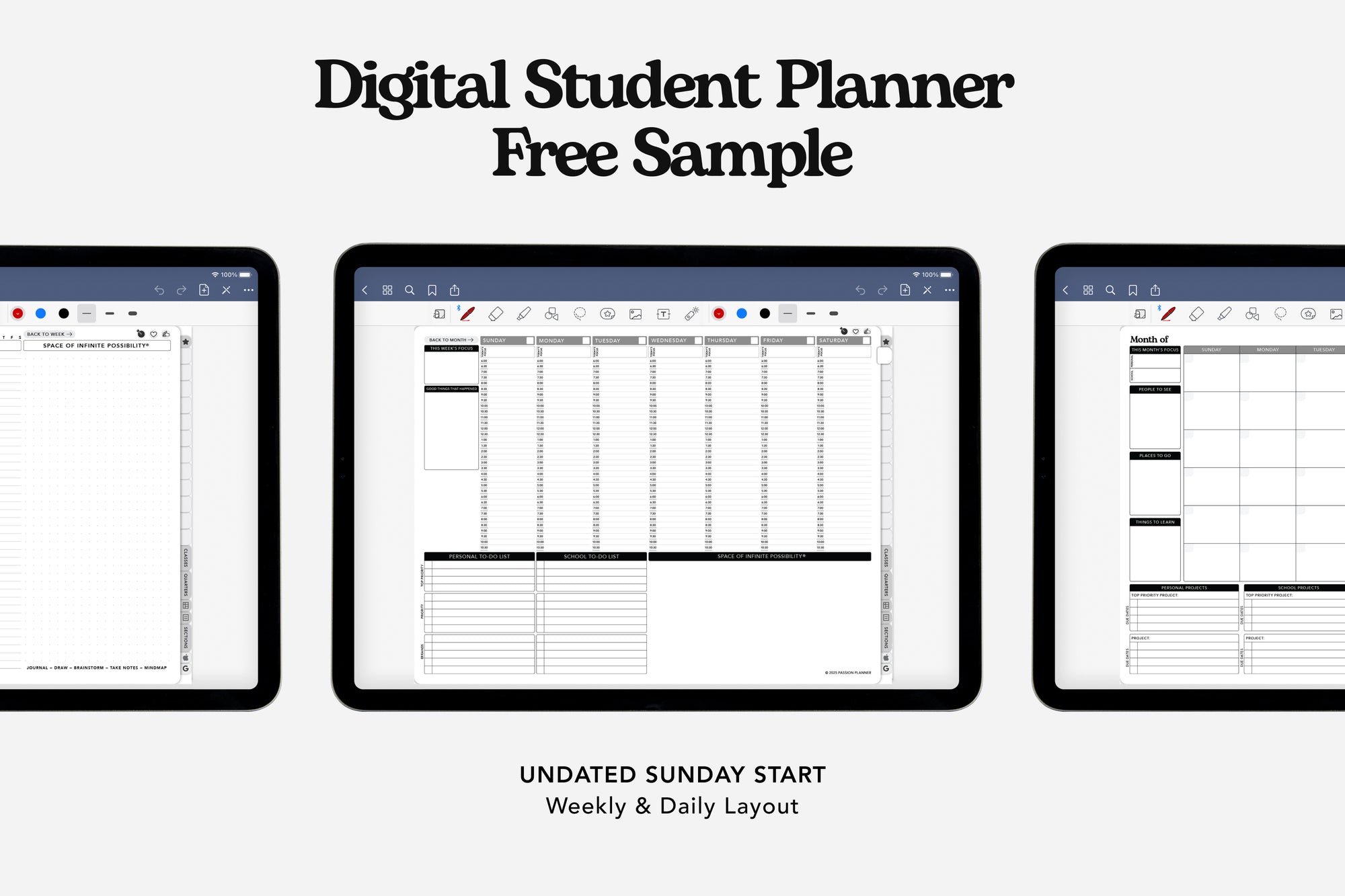 free digital student planner sample