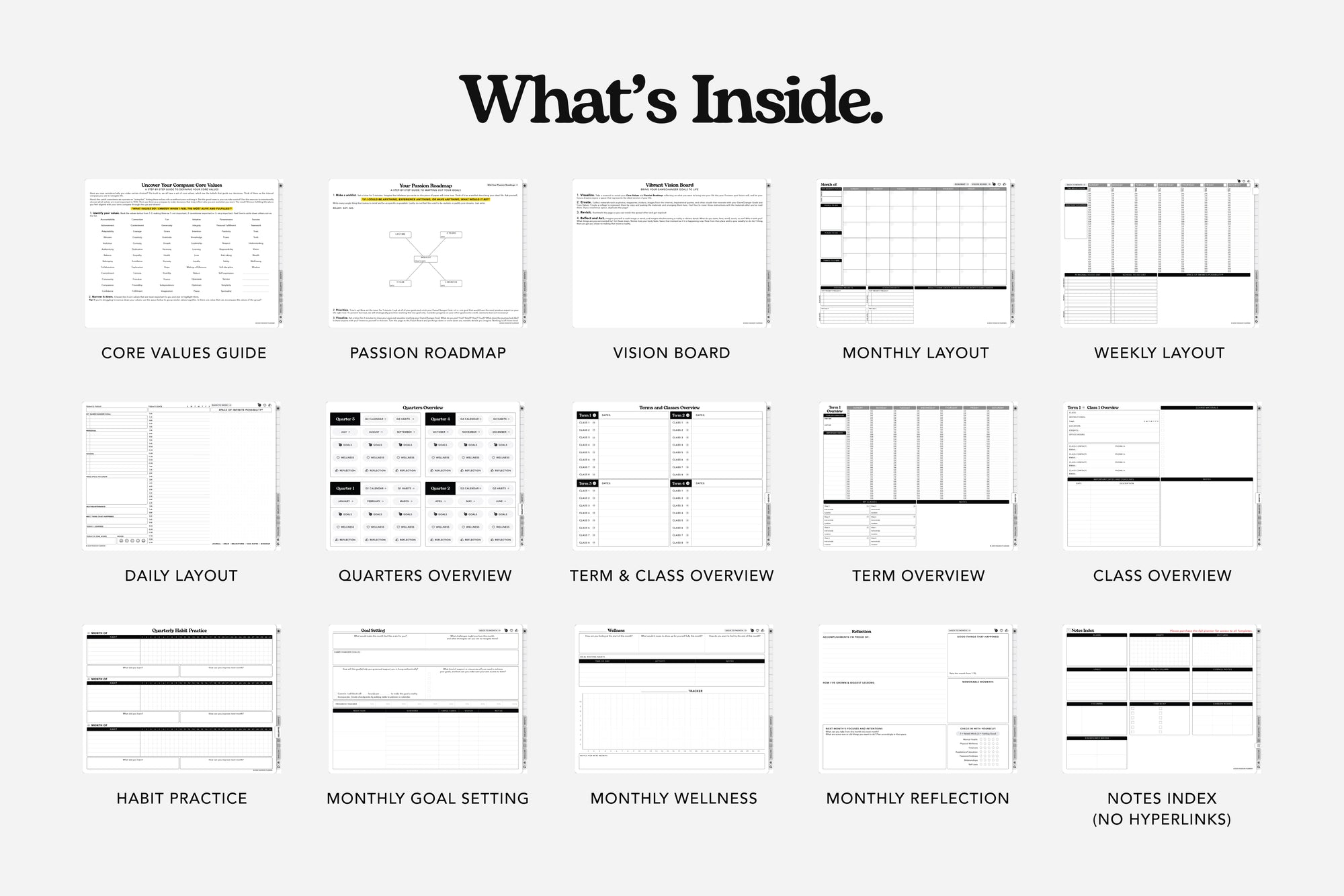 what's inside our free digital student planner sample