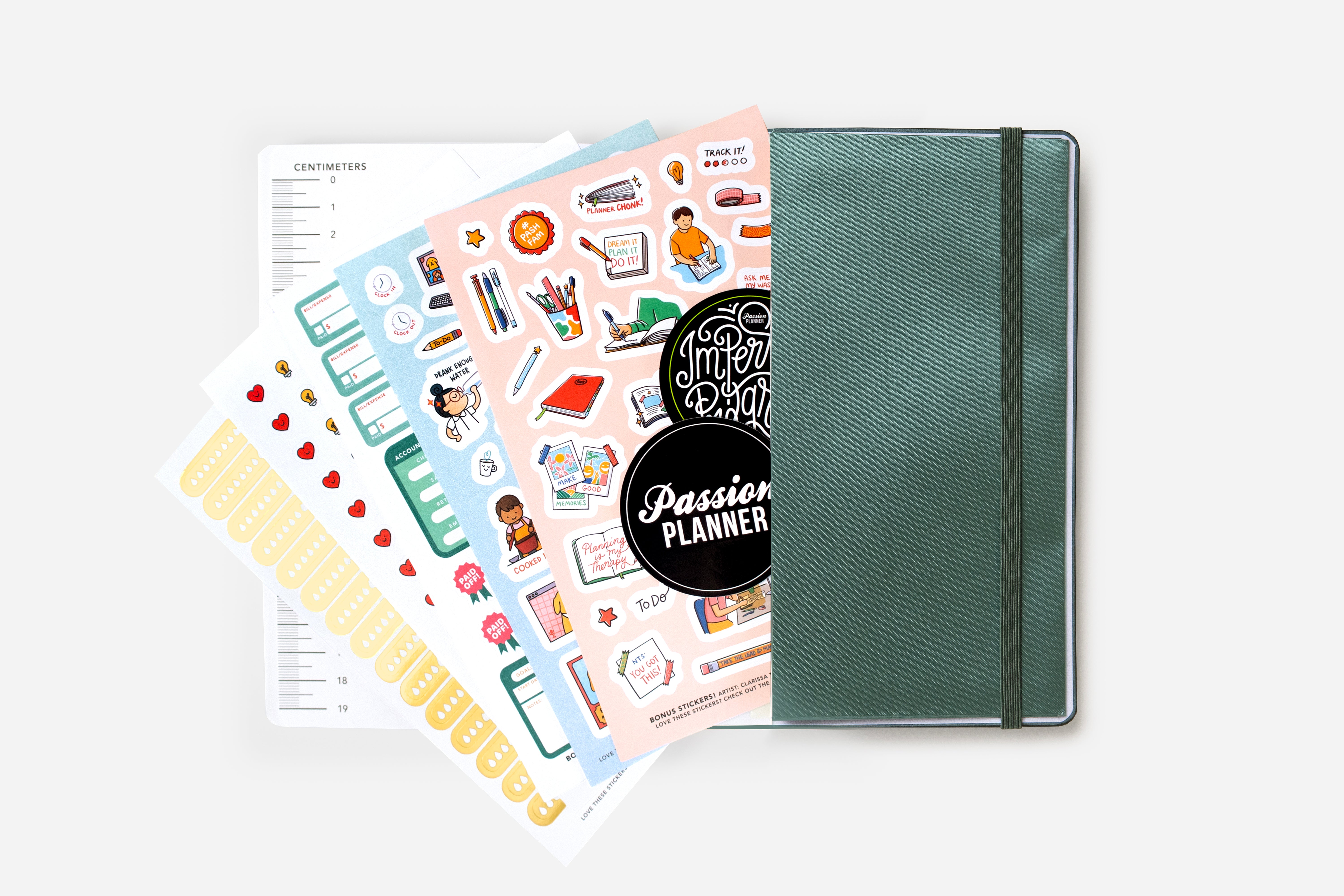 calm green planner back pocket