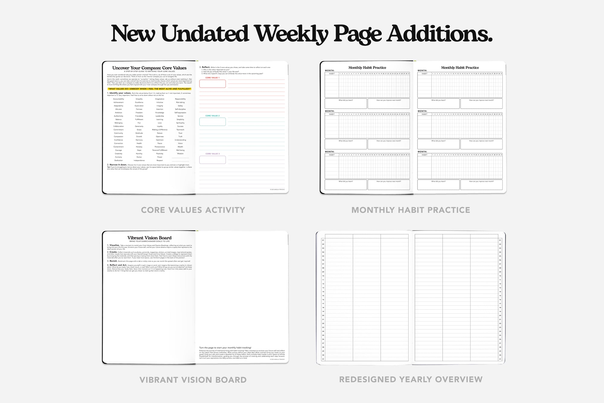 undated weekly planner front page additions