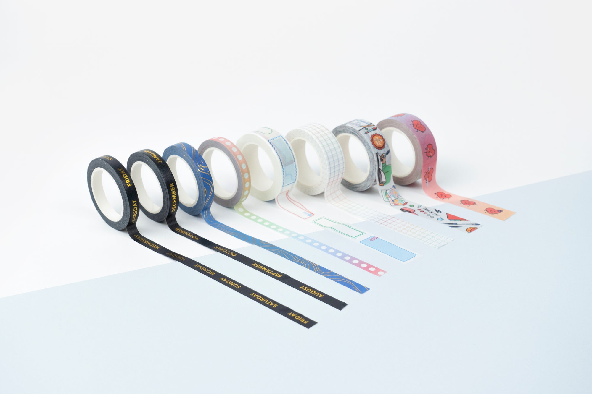 eight rolls of washi tape 