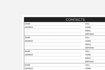 Contacts PDF | Free Printable | Passion Planner