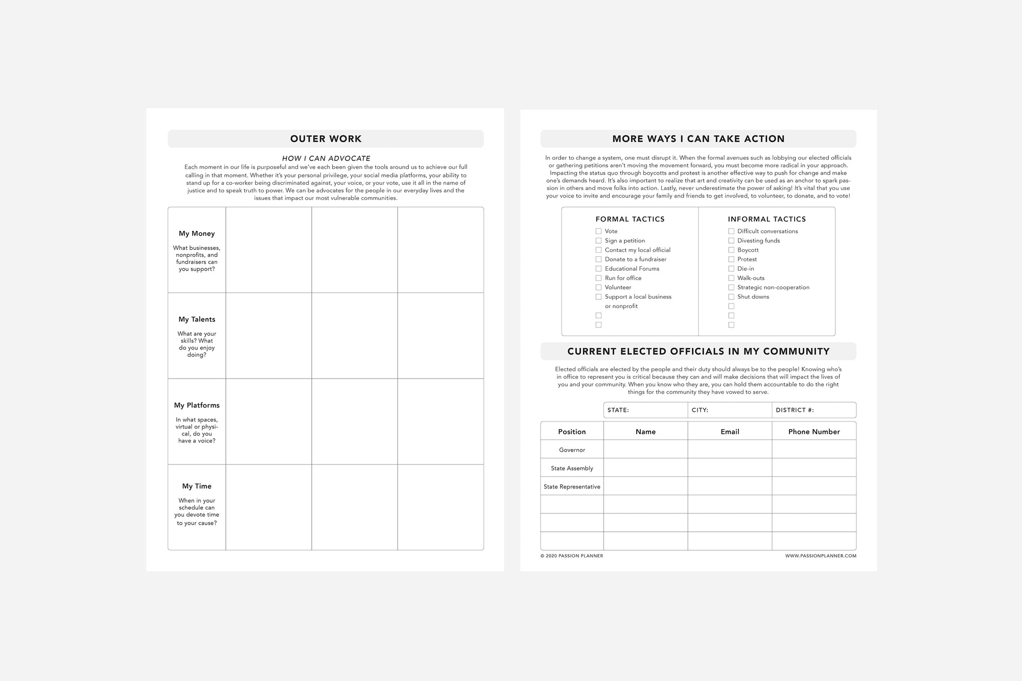 Organizing Activism - Passion Planner