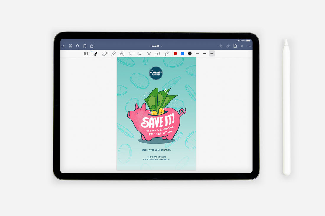 Digital Save It! Finance &amp; Budgeting Sticker Book - Passion Planner