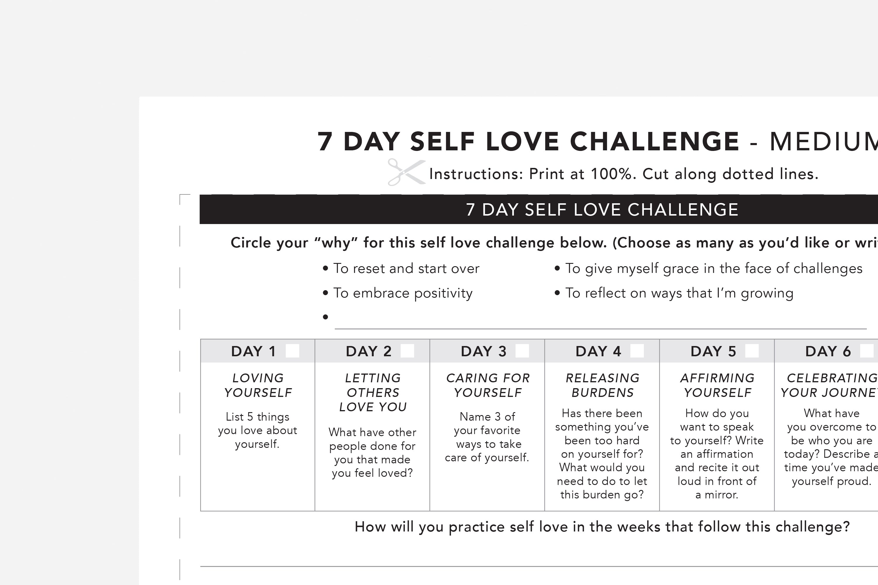 7 Day Self Love Challenge - Passion Planner