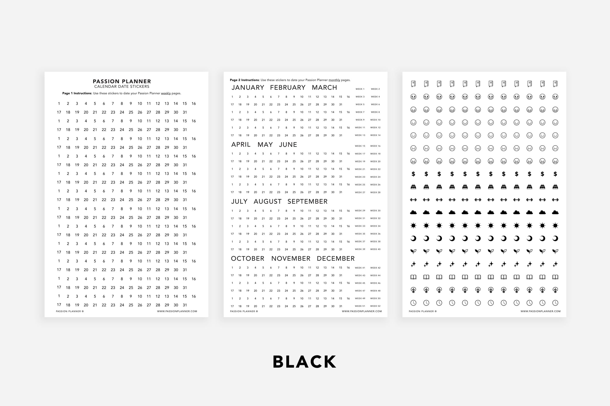 Calendar Date Stickers - Passion Planner