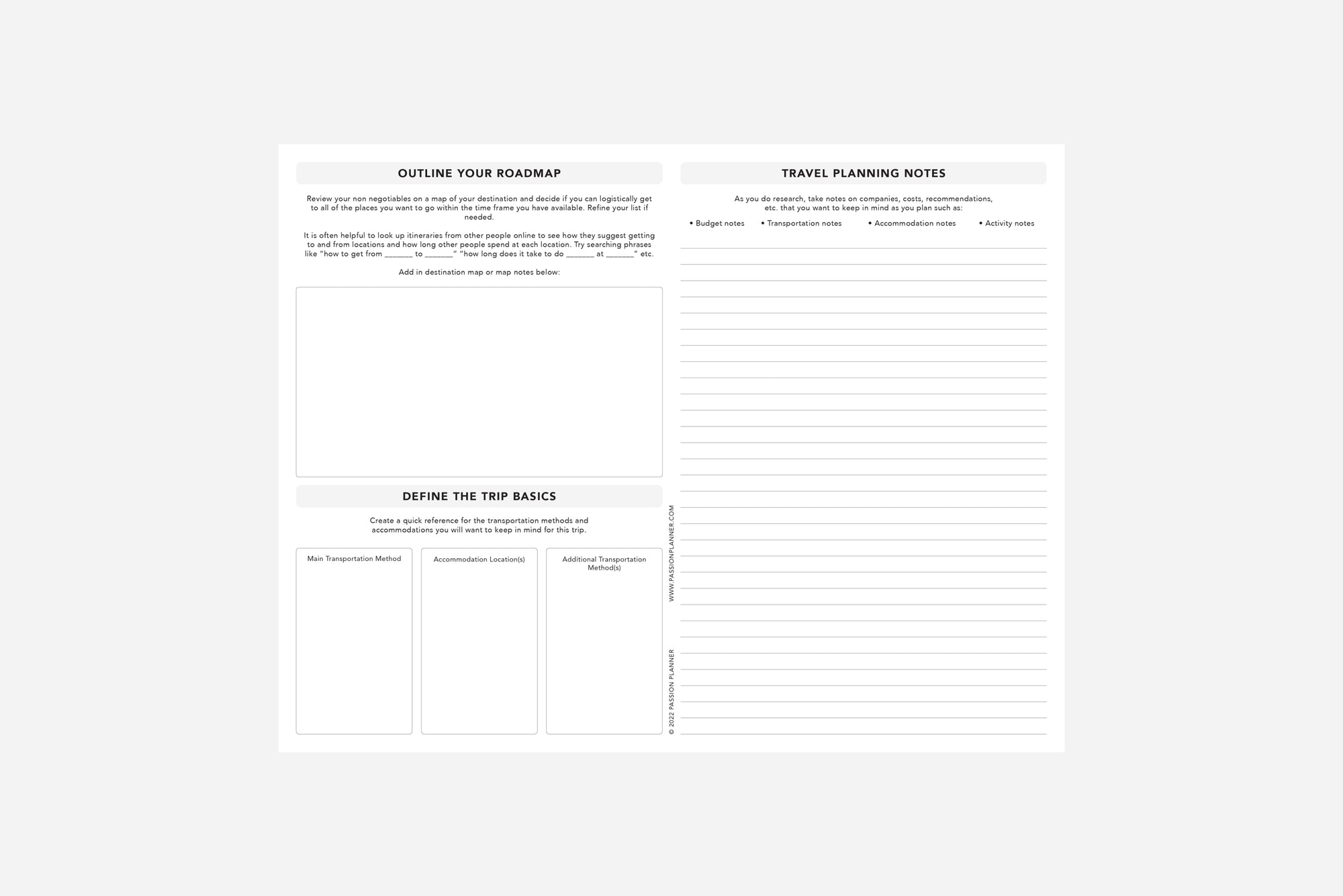 Travel Planning Worksheet