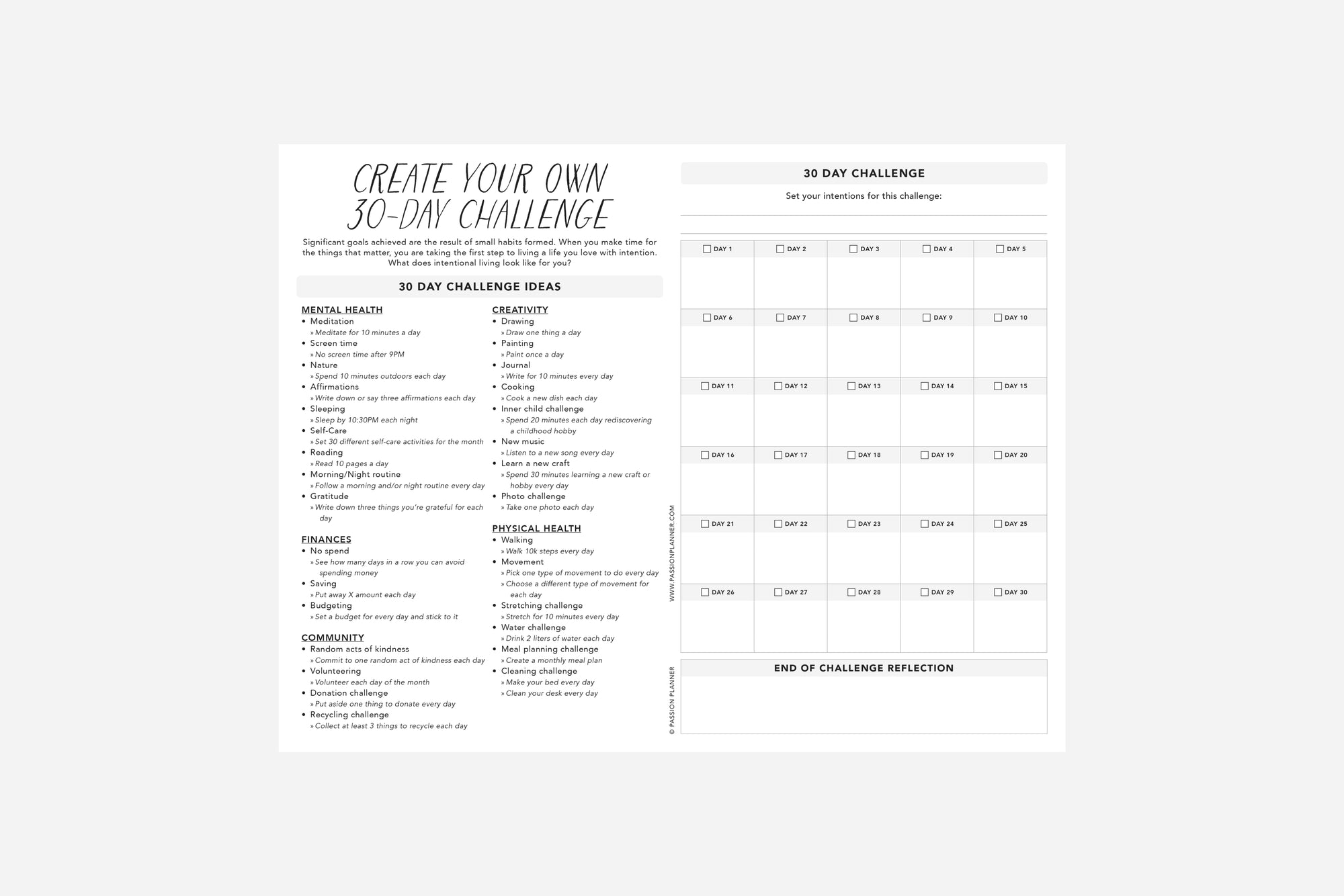 Create Your Own 30-Day Challenge