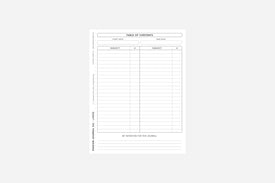 Passion Journal Table of Contents