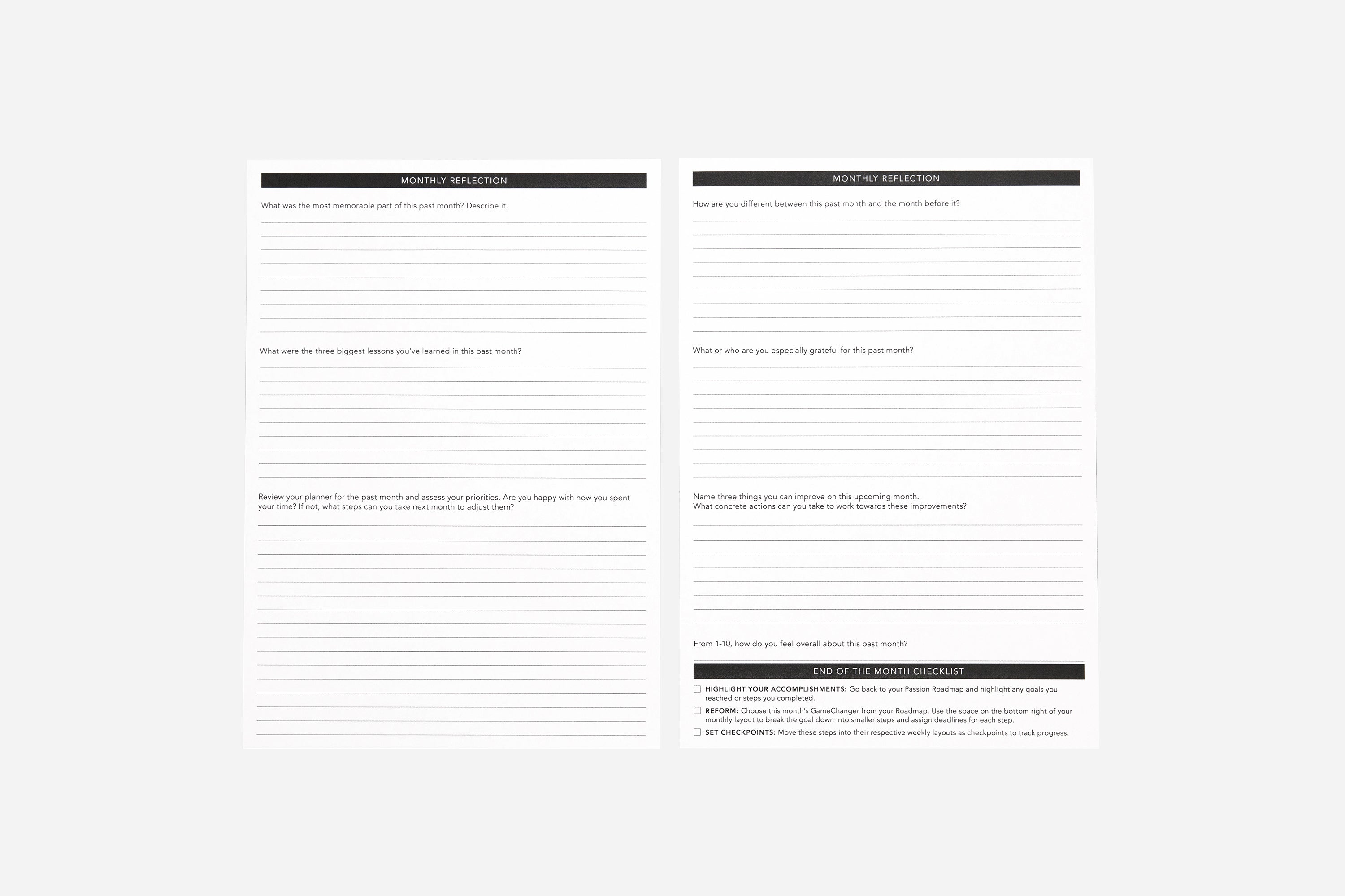 Monthly Reflection PDF Free Printable Passion Planner