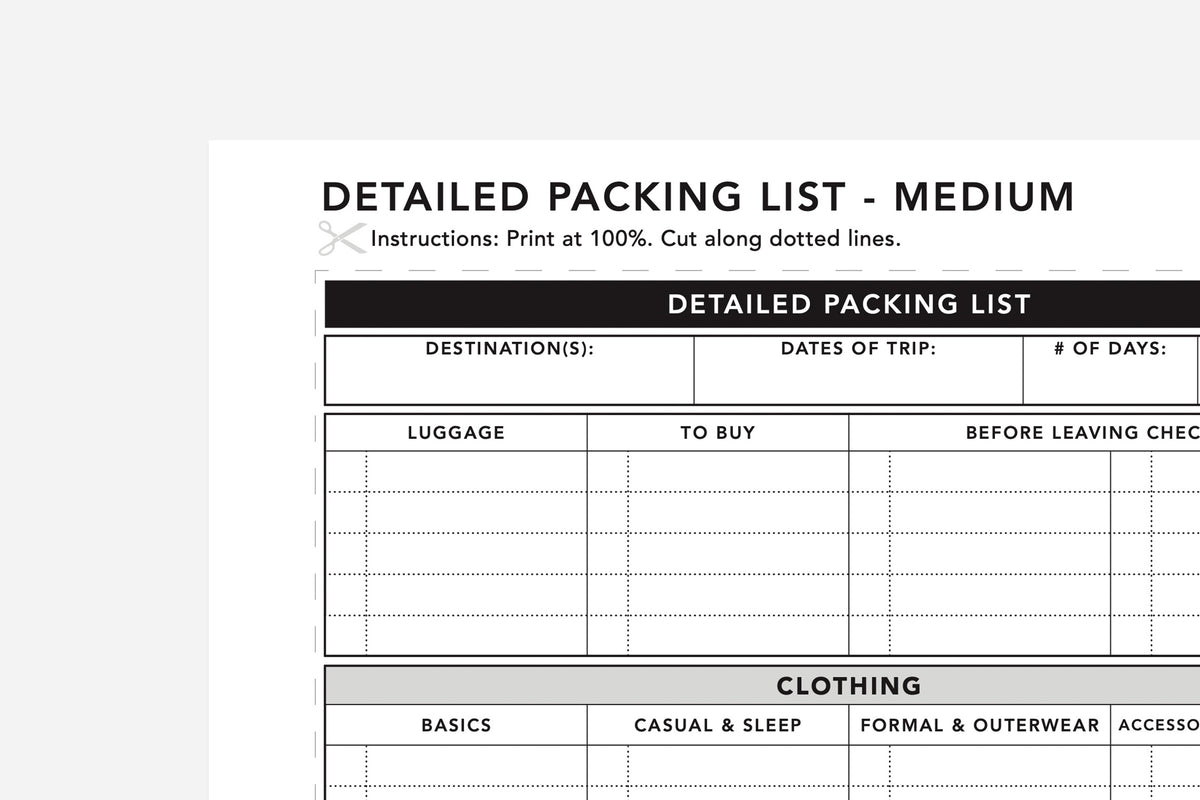 Packing List Pdf Form Packing List PDF | Free Printable | Passion Planner