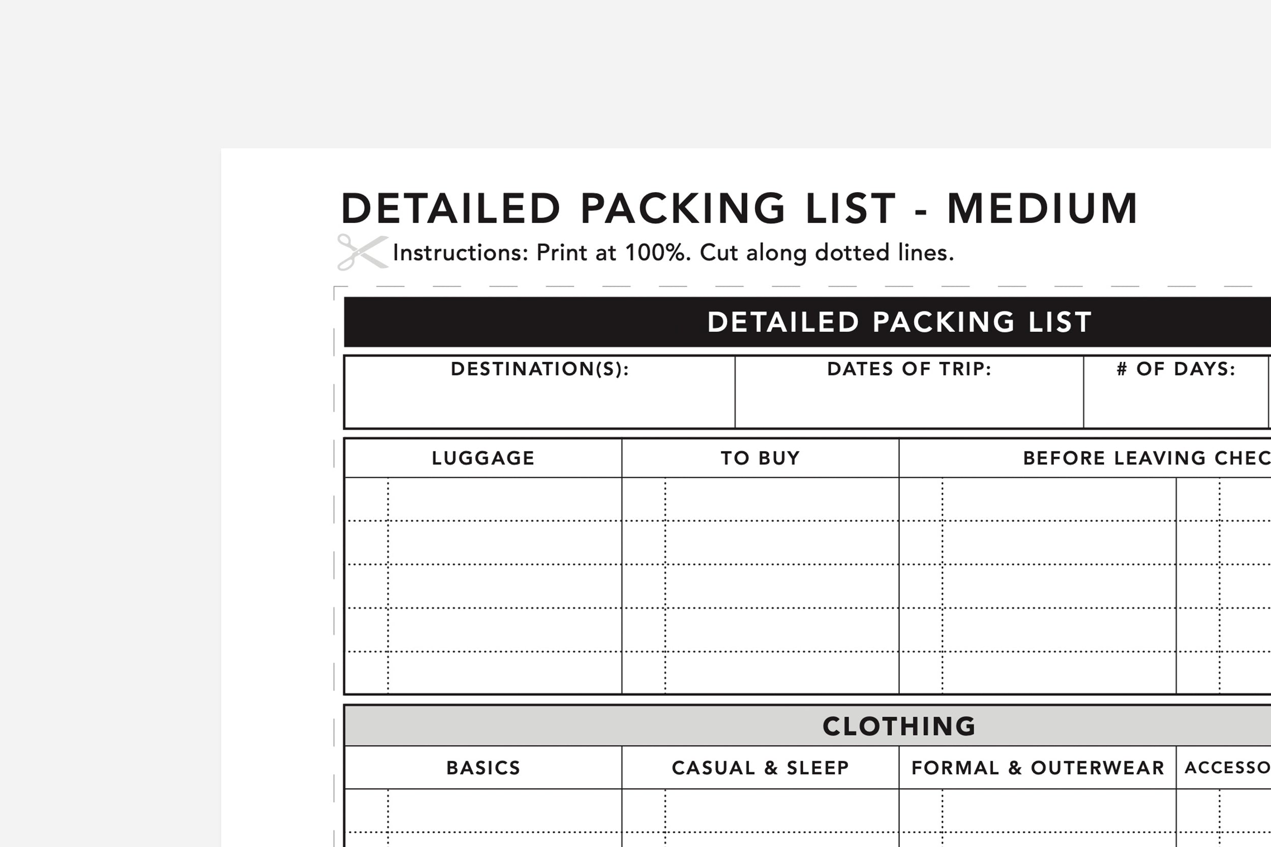 Packing List PDF - Passion Planner
