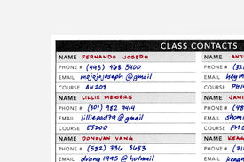 Class Contacts - Passion Planner