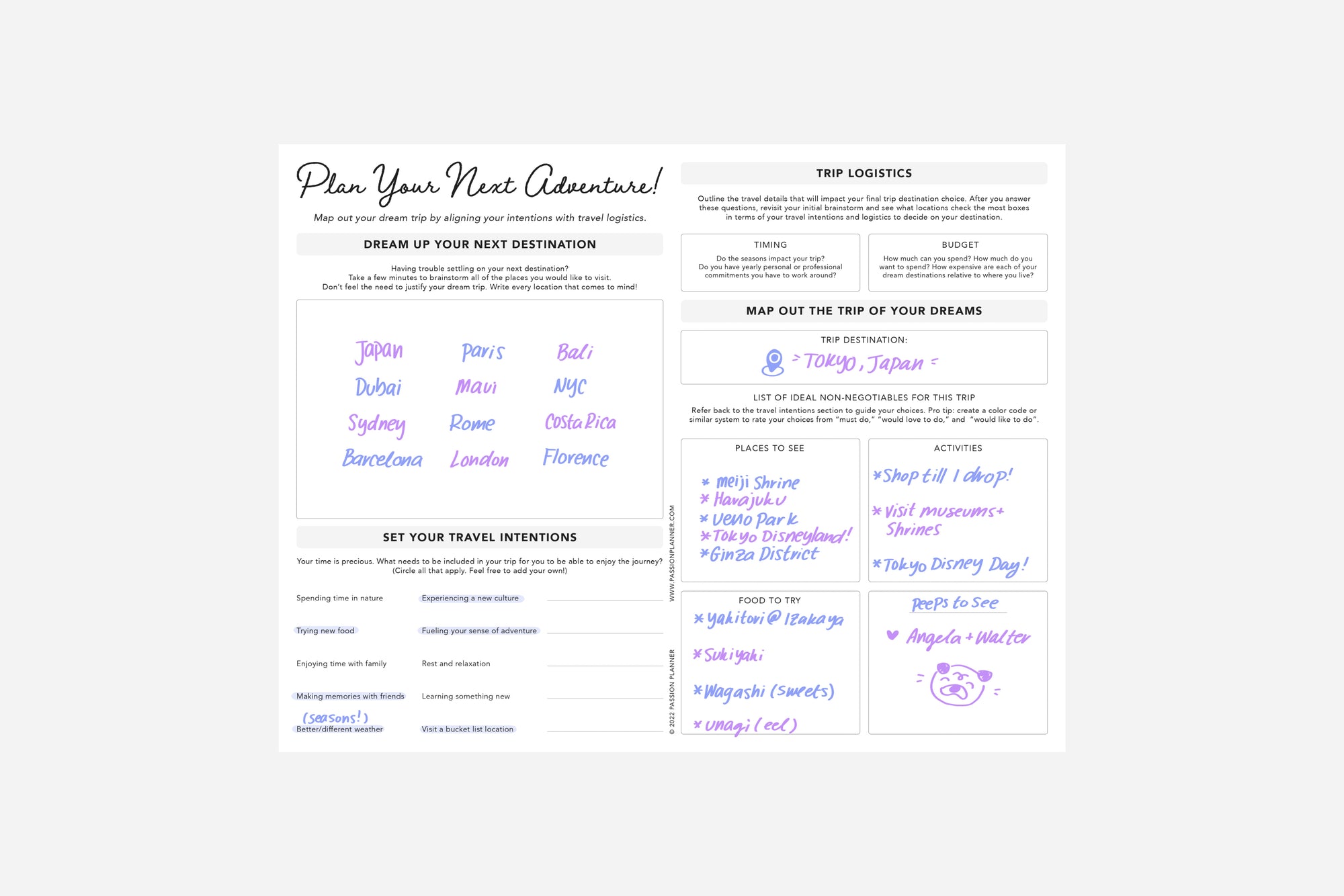 Travel Planning Worksheet