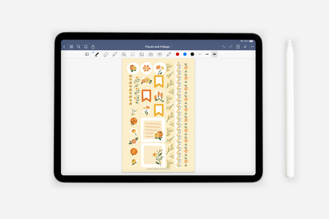 Digital Florals &amp; Foliage Sticker Book - Passion Planner
