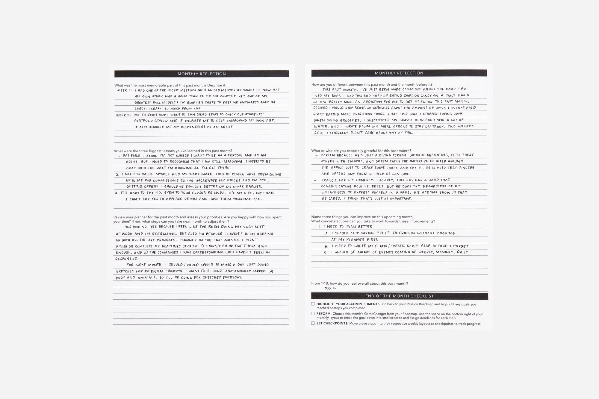 Monthly Reflection - Passion Planner