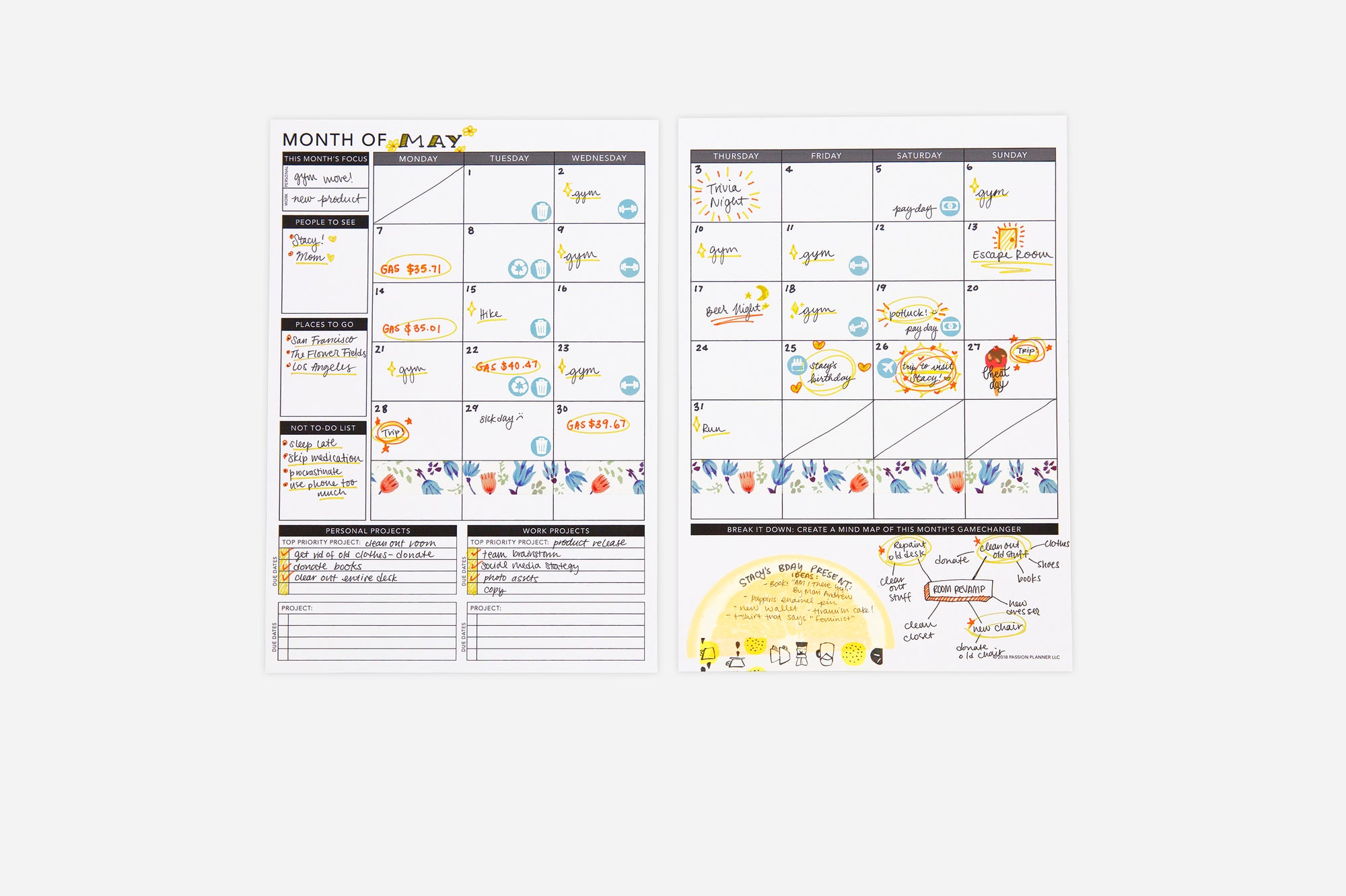 2024 Hardcover Planner – Nov 2023 To Dec 2024 – 8.5x11 Daily Weekly Monthly – Includes Bookmark, Pocket & Sticky Notes